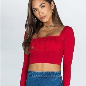 Princess Polly Tilly Long Sleeve Top Red